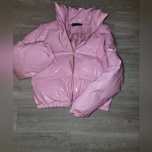 Pink puffer jacket